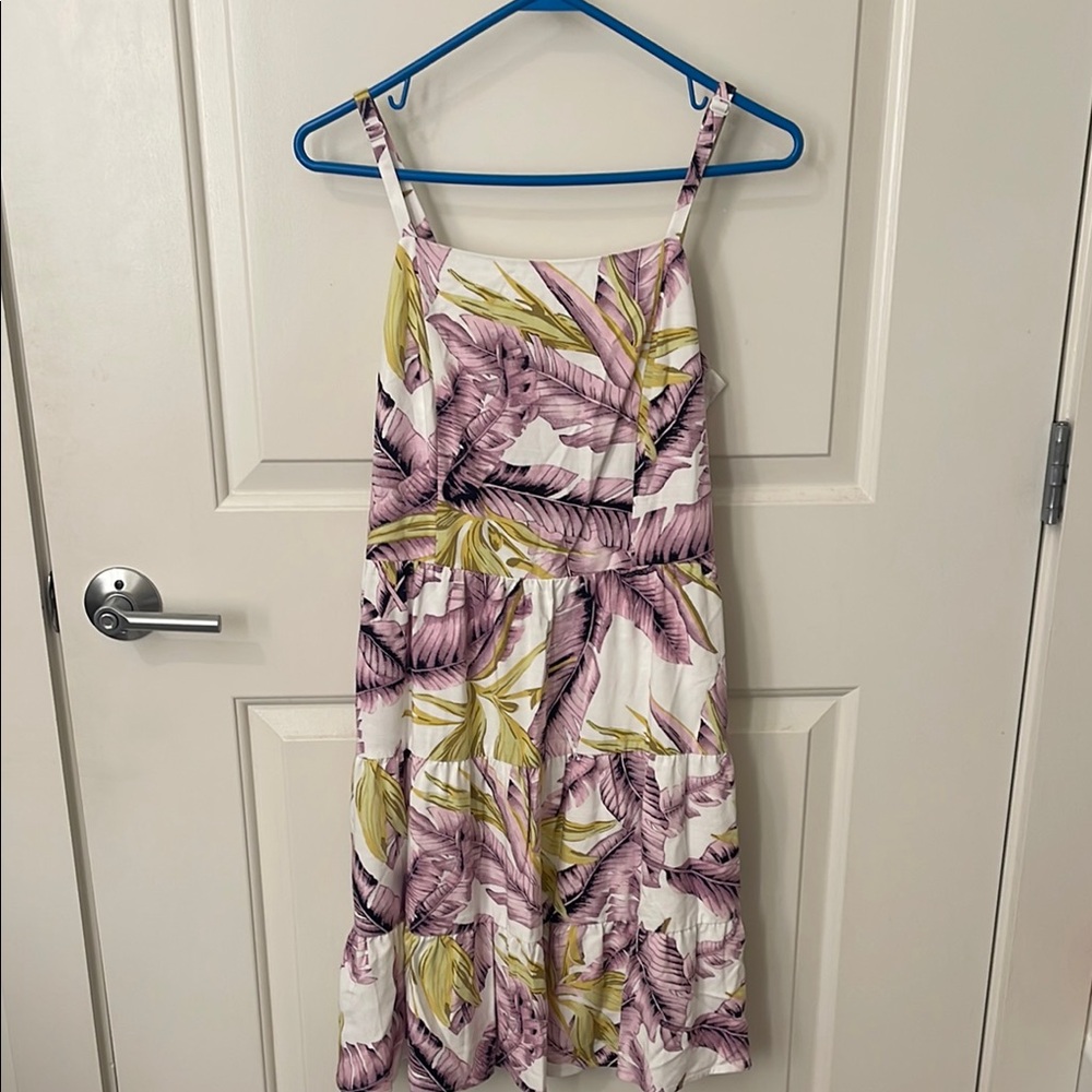 NWT! LOFT Women’s Dress with Purple and Yellow Leaf Pattern